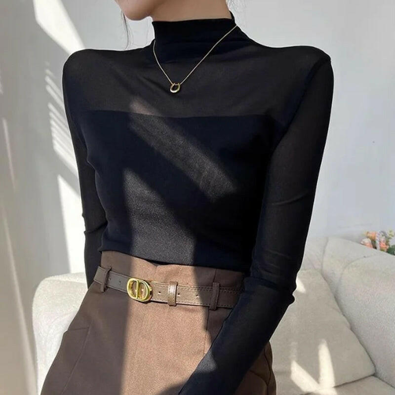💃Last Day Sale 70% OFF🔥Women's Sparkle Mesh Sheer Long Sleeve Ruched Top
