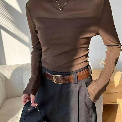 💃Last Day Sale 70% OFF🔥Women's Sparkle Mesh Sheer Long Sleeve Ruched Top