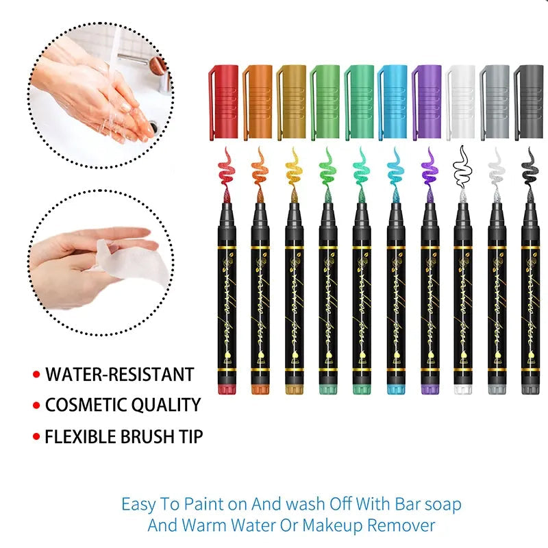 🌈Hot Sale 50% OFF🎨10-Color Temporary Tattoo Markers Set