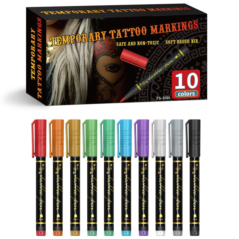 🌈Hot Sale 50% OFF🎨10-Color Temporary Tattoo Markers Set