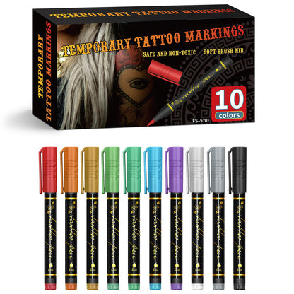 🌈Hot Sale 50% OFF🎨10-Color Temporary Tattoo Markers Set