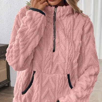 ☀️Half-Zip Fuzzy Sweatshirt 🍂 | Cloud-Soft + Roomy Pockets – Comfy Daily/Lounge