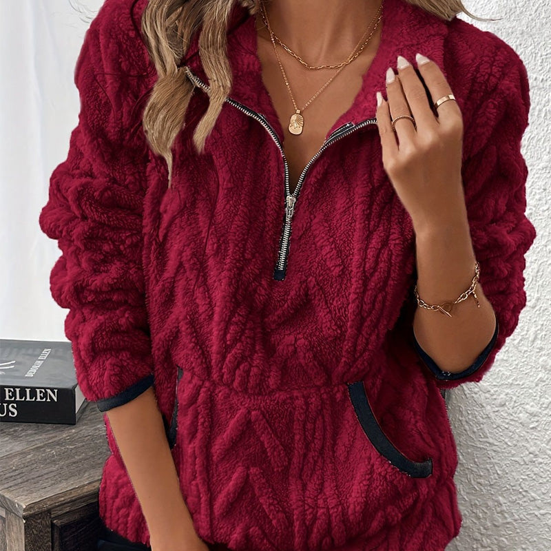 ☀️Half-Zip Fuzzy Sweatshirt 🍂 | Cloud-Soft + Roomy Pockets – Comfy Daily/Lounge