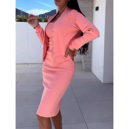 💥Spring Hot Sale: 70% OFF! ⏳ Spaghetti Strap Bodycon Dress & Jacket Set
