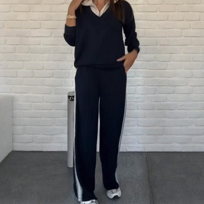 🍂Women's Long Sleeve Lapel Top & Pants Set – Versatile Style, Fits Work Meetings & Weekend Gatherings