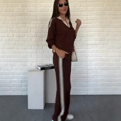 🍂Women's Long Sleeve Lapel Top & Pants Set – Versatile Style, Fits Work Meetings & Weekend Gatherings