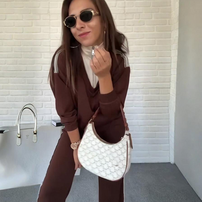 🍂Women's Long Sleeve Lapel Top & Pants Set – Versatile Style, Fits Work Meetings & Weekend Gatherings