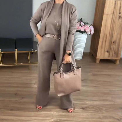 🎁New Year Sale 50% OFF💗Elegant Longline Cardigan & Top & Pants 3-Pieces Set