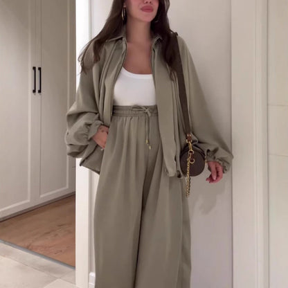 ❄️LAST DAY PROMOTION - 50%OFF 💖 Fit Zip Jacket & Wide-Leg Pants Set✈️Free Shipping