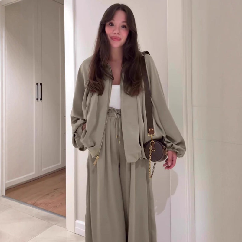 ❄️LAST DAY PROMOTION - 50%OFF 💖 Fit Zip Jacket & Wide-Leg Pants Set✈️Free Shipping
