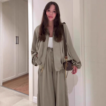 ❄️LAST DAY PROMOTION - 50%OFF 💖 Fit Zip Jacket & Wide-Leg Pants Set✈️Free Shipping