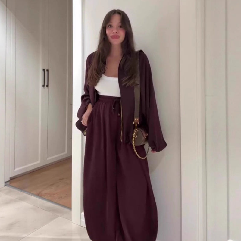❄️LAST DAY PROMOTION - 50%OFF 💖 Fit Zip Jacket & Wide-Leg Pants Set✈️Free Shipping
