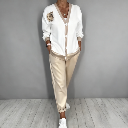 ⏳Time-Limited Special⏰Women’s Casual V-Neck Top & High Waist Pants 2-Piece Set
