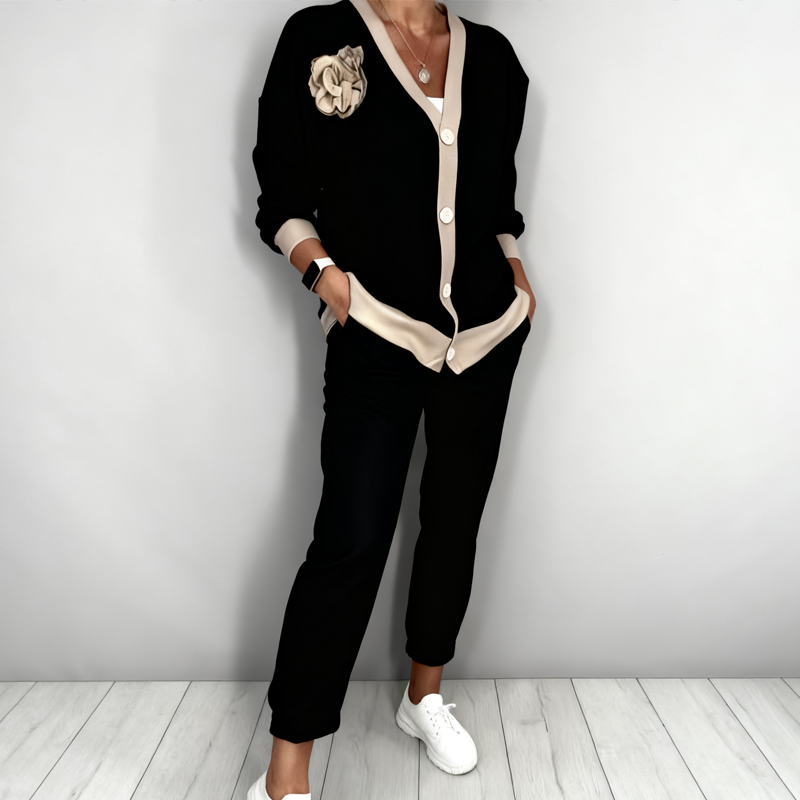 ⏳Time-Limited Special⏰Women’s Casual V-Neck Top & High Waist Pants 2-Piece Set