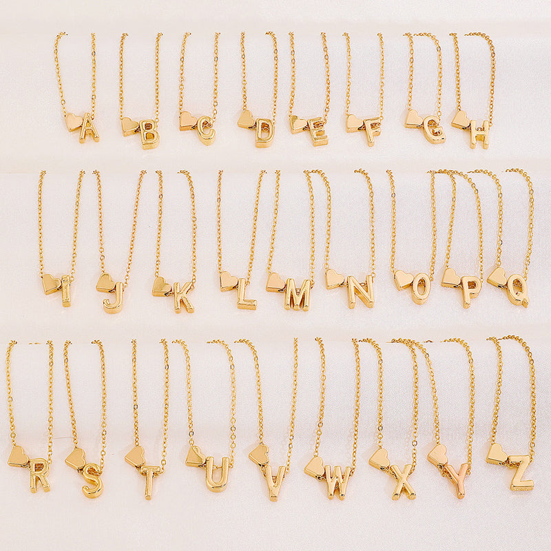 🎁Christmas Sale 50% OFF!!🔥Tiny Initial Necklaces Golden Heart Letter A-Z💖