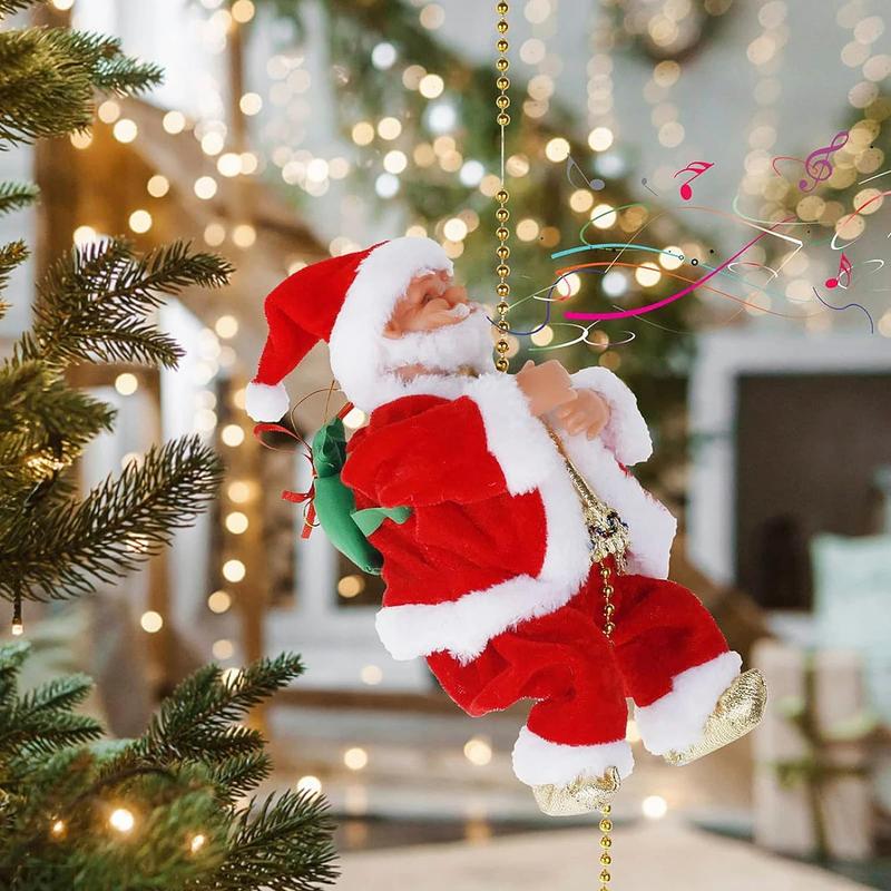 🎁Christmas Sale 50% OFF🎅Electric Fireplace Climbing Santa Claus Musical Toys🪜