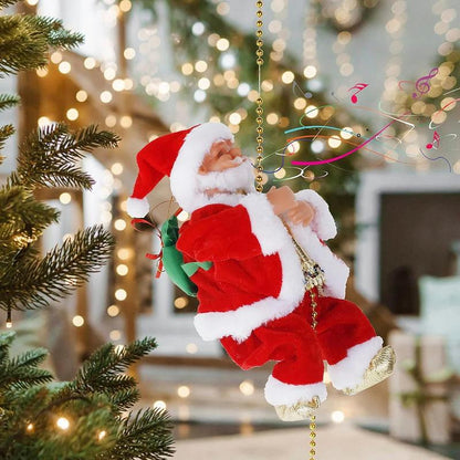 🎁Christmas Sale 50% OFF🎅Electric Fireplace Climbing Santa Claus Musical Toys🪜