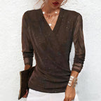 💕Hot Sale 50% OFF💕Women's Sparkle Crossover V-Neck Long Sleeve Top
