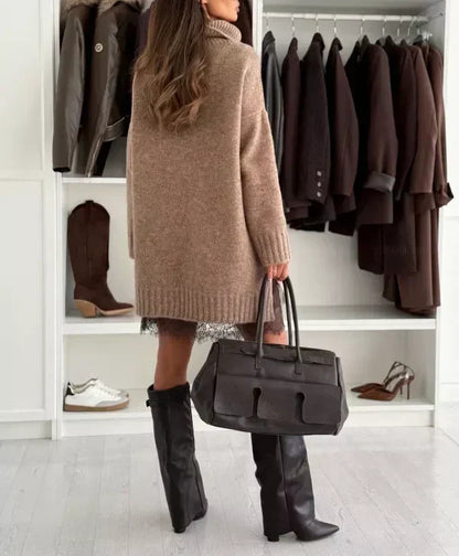 ❄️New Year Sale 50% OFF!!⚡Turtleneck Sweater Mini Dress Set