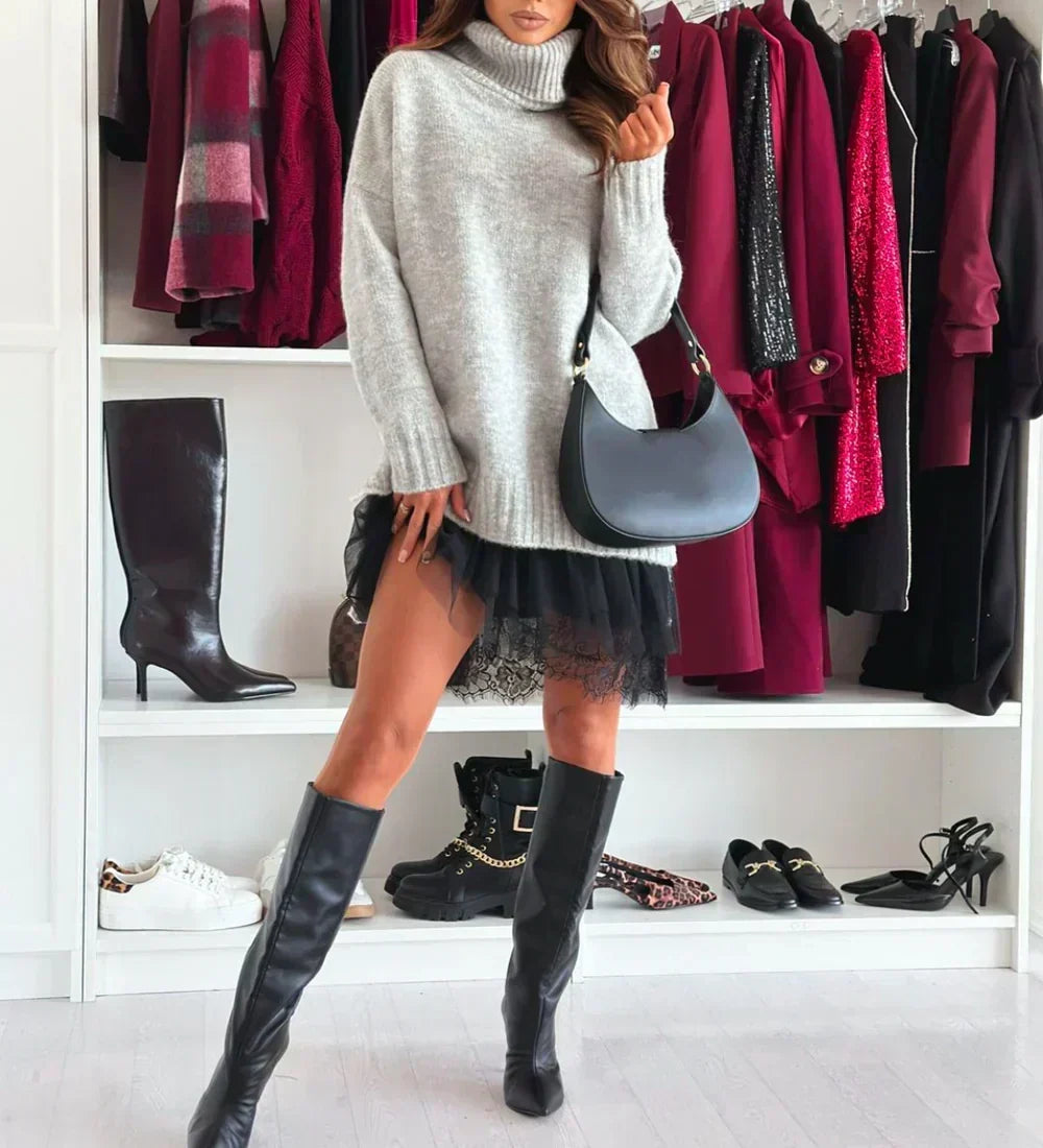 ❄️New Year Sale 50% OFF!!⚡Turtleneck Sweater Mini Dress Set