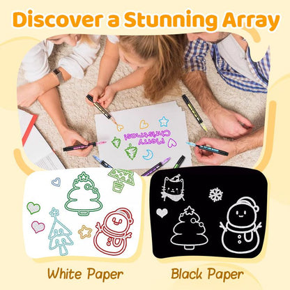 🎅New Year Special Deals £7.99!!⚡50K+ SOLD!🎁Double Outline Glitter Coloring Pen Set