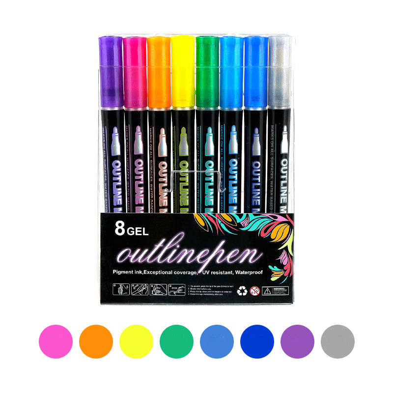 🎅New Year Special Deals £7.99!!⚡50K+ SOLD!🎁Double Outline Glitter Coloring Pen Set
