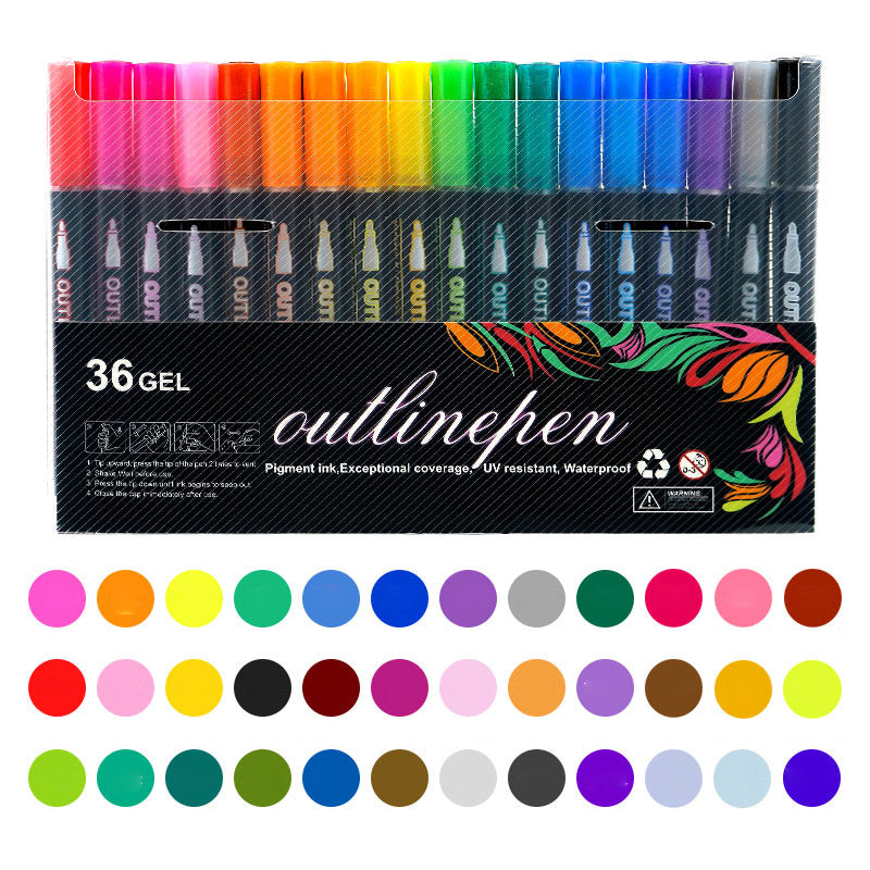 🎅New Year Special Deals £7.99!!⚡50K+ SOLD!🎁Double Outline Glitter Coloring Pen Set