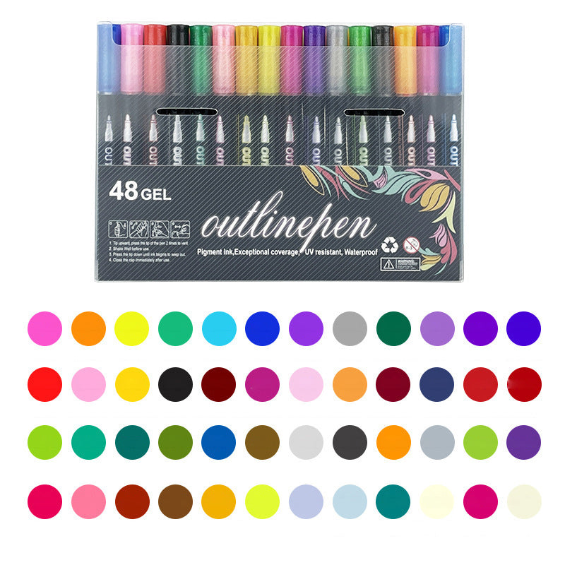 🎅New Year Special Deals £7.99!!⚡50K+ SOLD!🎁Double Outline Glitter Coloring Pen Set