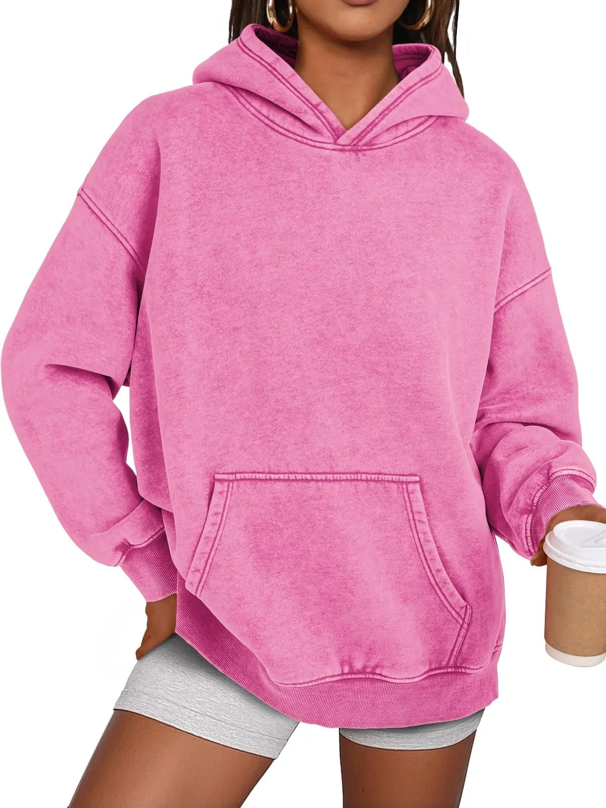 🔥LAST DAY SALE 60% OFF!!💥🎁Womens Acid Wash Hoodie Oversized Long Sleeve Fall Fashion Sweatshirts