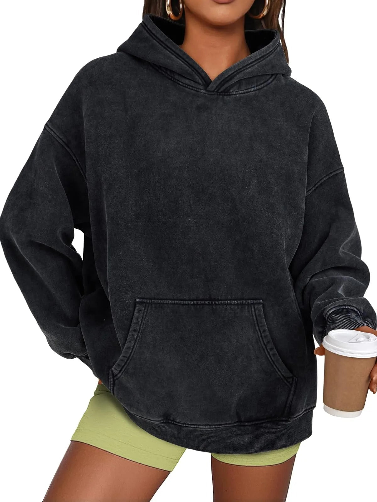 🔥LAST DAY SALE 60% OFF!!💥🎁Womens Acid Wash Hoodie Oversized Long Sleeve Fall Fashion Sweatshirts