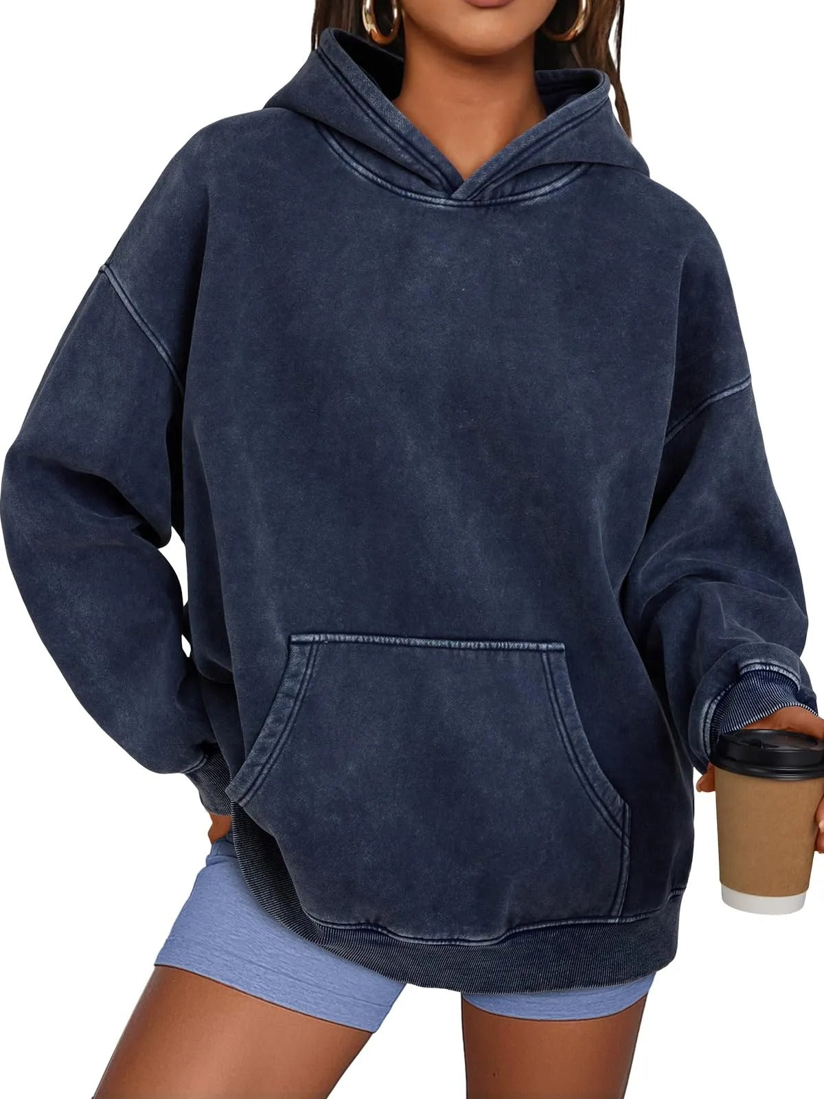 🔥LAST DAY SALE 60% OFF!!💥🎁Womens Acid Wash Hoodie Oversized Long Sleeve Fall Fashion Sweatshirts