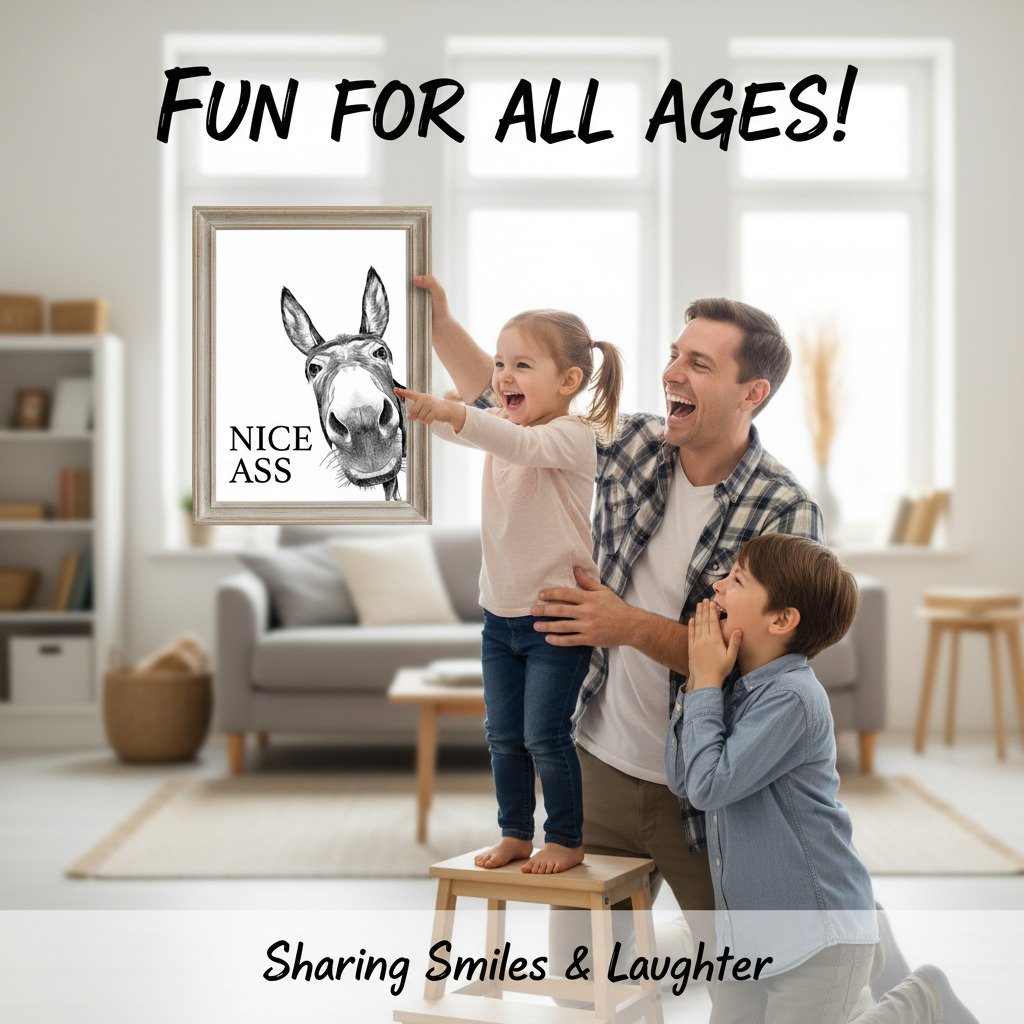 📢Limited-time 60% OFF🏡✨Funny Bathroom Wall Art - "Nice Ass" Donkey Print