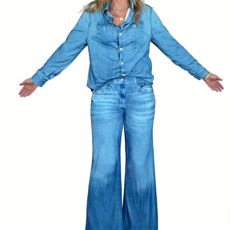 💖LAST DAY SALE 60% OFF💕🌙Women’s Faux Denim Pajama 2-Piece Set