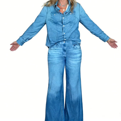 💖LAST DAY SALE 60% OFF💕🌙Women’s Faux Denim Pajama 2-Piece Set