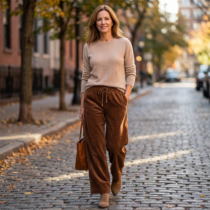 ✨💖 Retro-Chic Vibe | High-Waist Corduroy Trousers | Textured & Relaxed Fit 🕶️