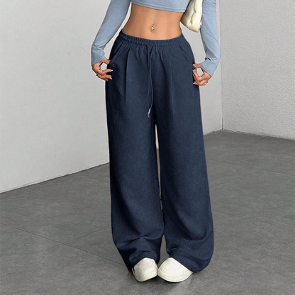 ✨💖 Retro-Chic Vibe | High-Waist Corduroy Trousers | Textured & Relaxed Fit 🕶️