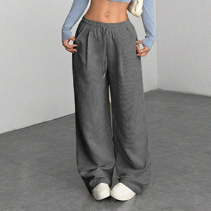 ✨💖 Retro-Chic Vibe | High-Waist Corduroy Trousers | Textured & Relaxed Fit 🕶️