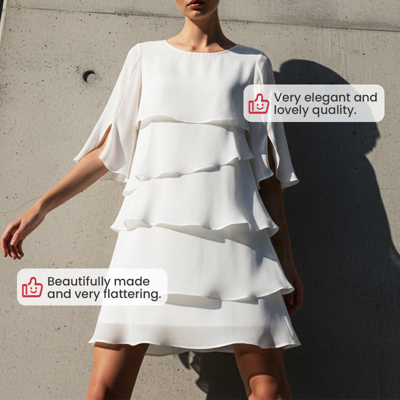 💕Summer Special Sale 50% OFF!!🎁Women's Elegant Layered Ruffle Sleeve Dress – Effortless Style for Every Occasion💃