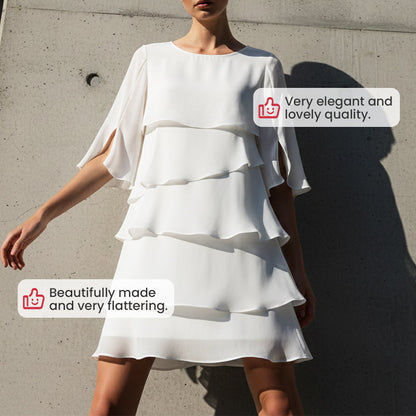 💕Summer Special Sale 50% OFF!!🎁Women's Elegant Layered Ruffle Sleeve Dress – Effortless Style for Every Occasion💃