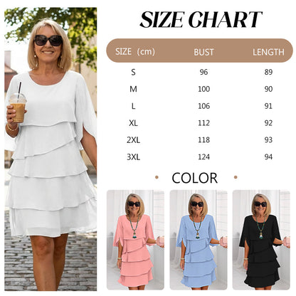 💕Summer Special Sale 50% OFF!!🎁Women's Elegant Layered Ruffle Sleeve Dress – Effortless Style for Every Occasion💃