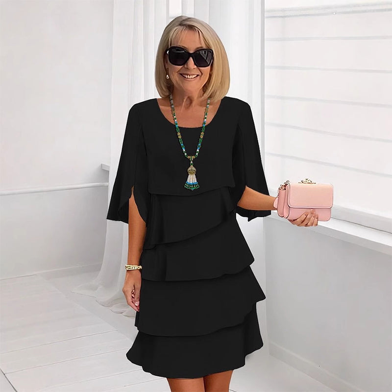 💕Summer Special Sale 50% OFF!!🎁Women's Elegant Layered Ruffle Sleeve Dress – Effortless Style for Every Occasion💃
