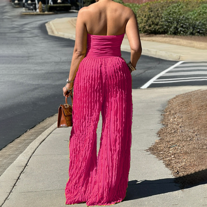 ⏳LAST DAY SALE 50% OFF💕Strapless Crinkle Wide-Leg Jumpsuit
