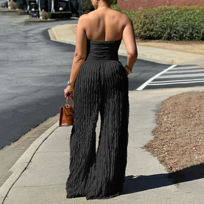 ⏳LAST DAY SALE 50% OFF💕Strapless Crinkle Wide-Leg Jumpsuit