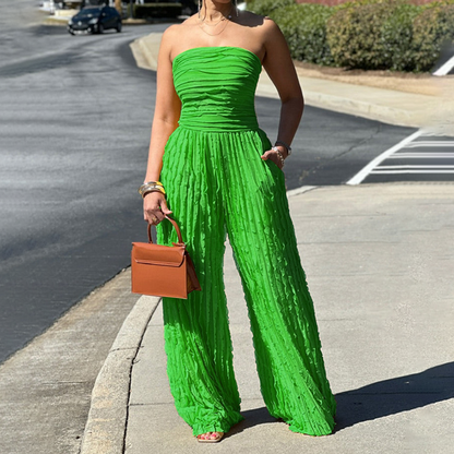 ⏳LAST DAY SALE 50% OFF💕Strapless Crinkle Wide-Leg Jumpsuit