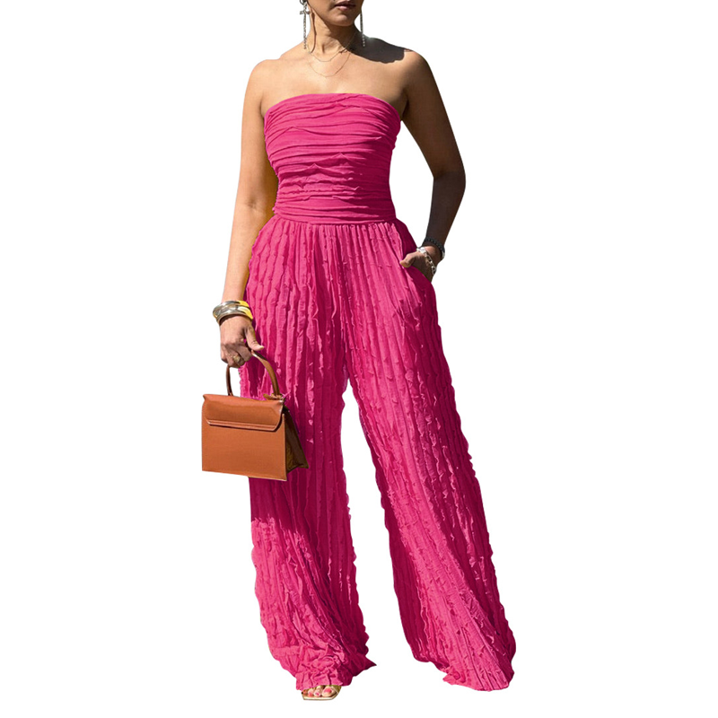 ⏳LAST DAY SALE 50% OFF💕Strapless Crinkle Wide-Leg Jumpsuit
