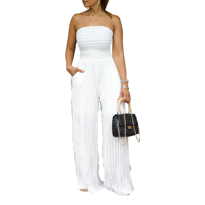⏳LAST DAY SALE 50% OFF💕Strapless Crinkle Wide-Leg Jumpsuit