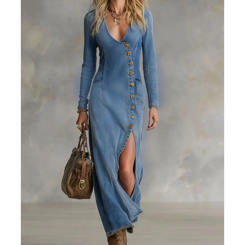 💃2026 Hot Sale 50% OFF💝Women's Long Sleeve V-Neck Maxi Dress