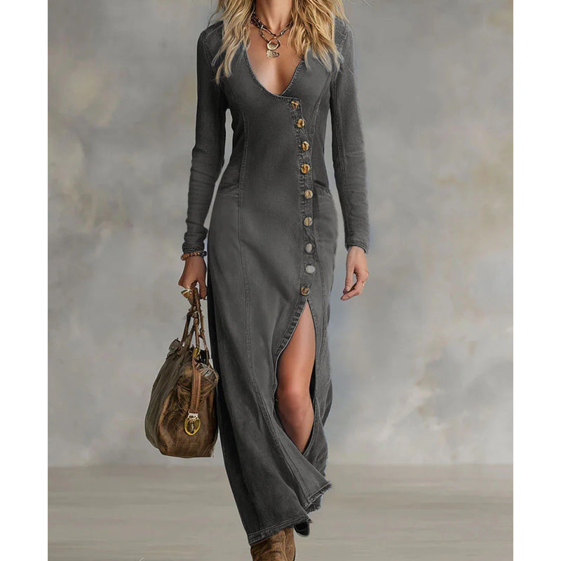 💃2026 Hot Sale 50% OFF💝Women's Long Sleeve V-Neck Maxi Dress