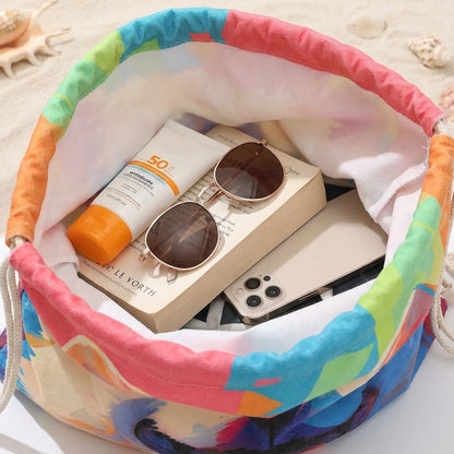 🥳LIMITED TIME 50% OFF!🏖️2-in-1 Convertible Beach Towel & Drawstring Backpack