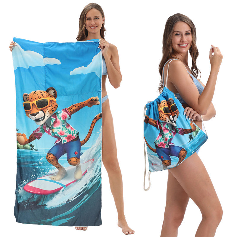 🥳LIMITED TIME 50% OFF!🏖️2-in-1 Convertible Beach Towel & Drawstring Backpack